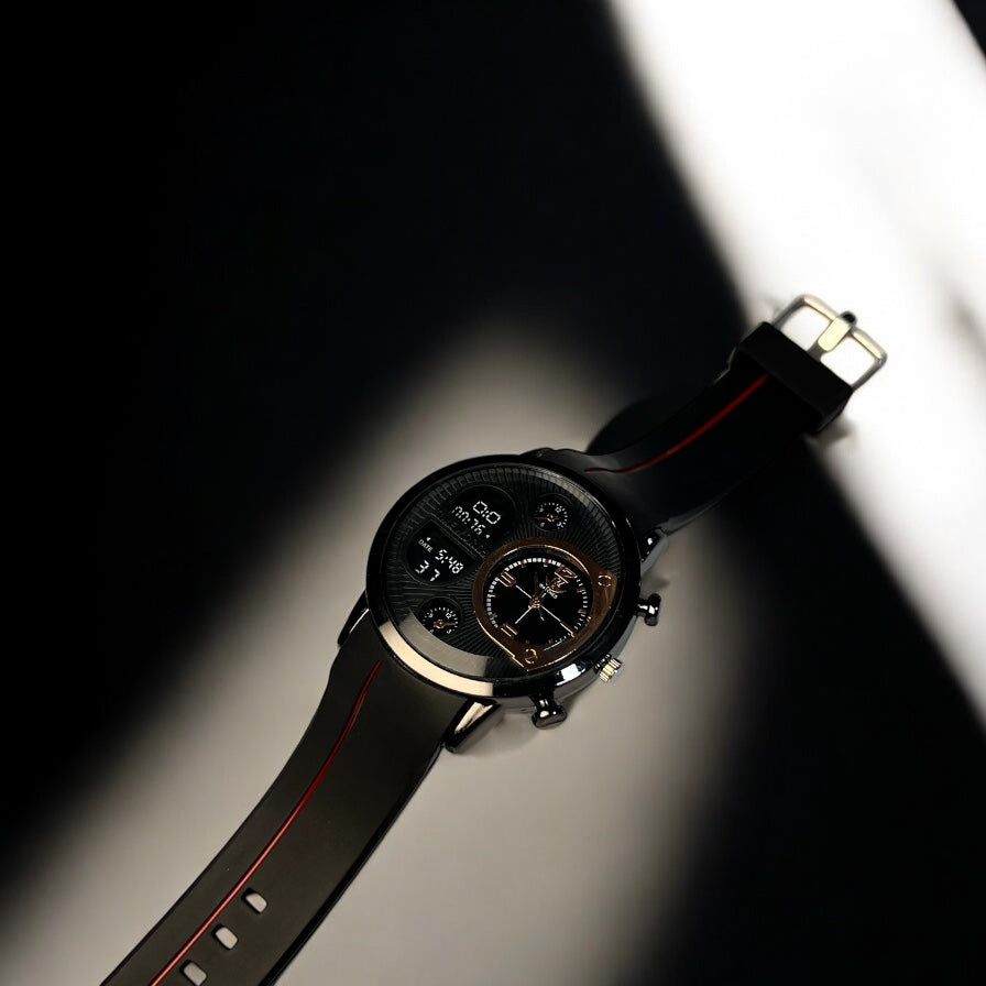 Men’s Hybrid Watch – Analog & Digital Display, Rubber Strap, Stylish Premium Look