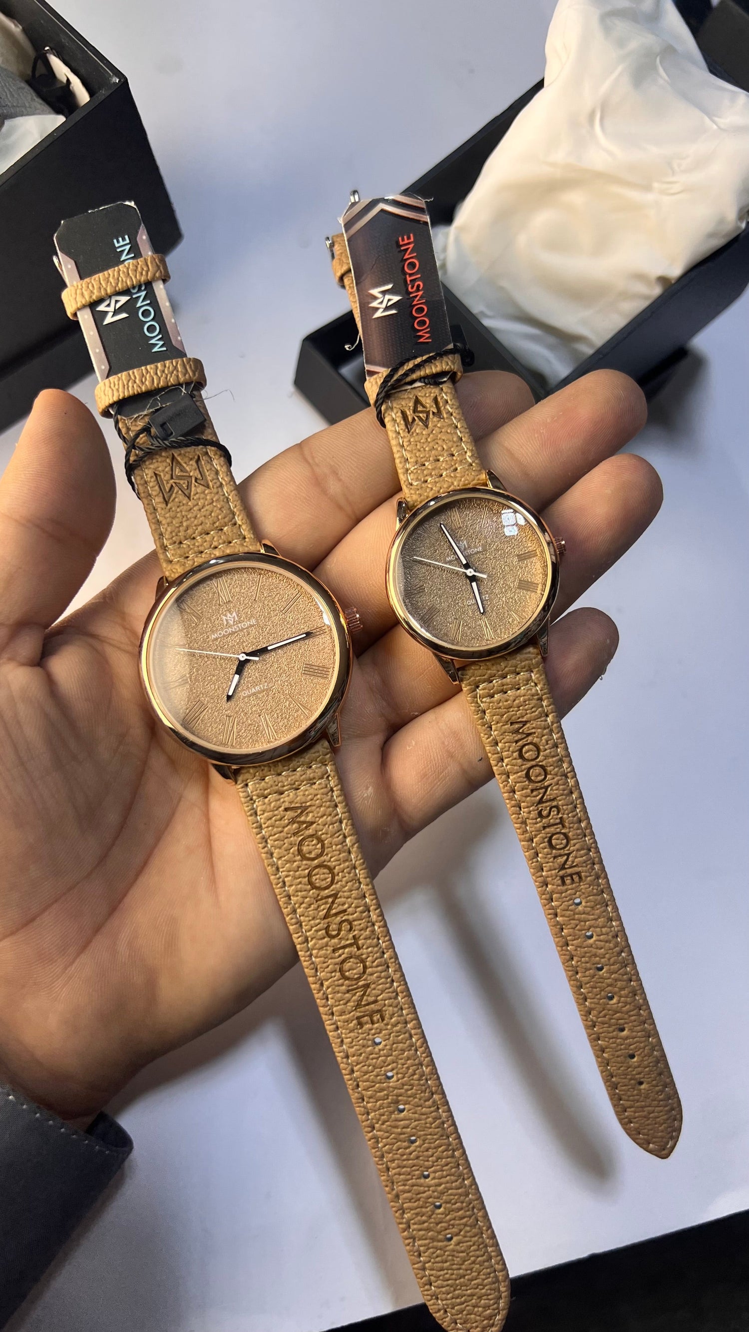 Moonstone Couple Watch Set – Timeless Elegance for Him &amp; Her