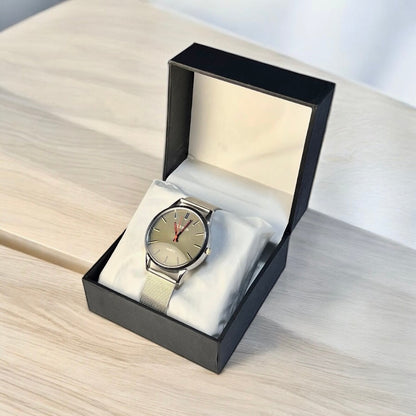 Men’s Silver Chain Watch – Sleek Casual Design, Premium Finish, Stainless Look