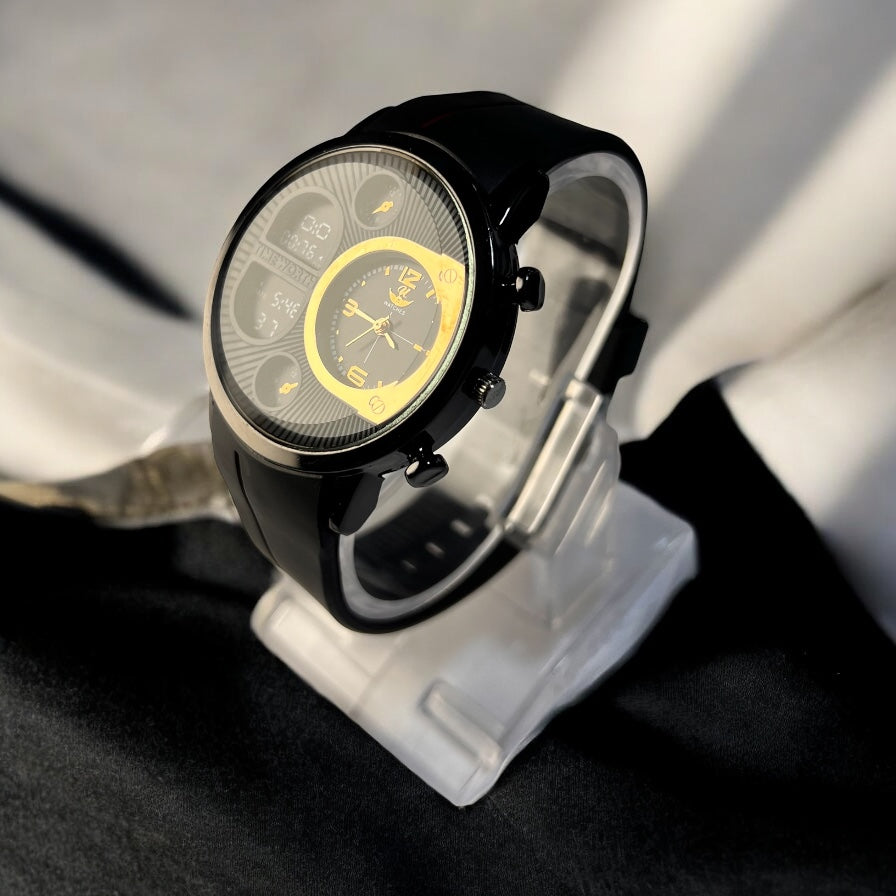 Men’s Hybrid Watch – Analog &amp; Digital Display, Rubber Strap, Stylish Premium Look