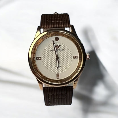 Men’s Casual Leather Watch – Brown Strap, Sleek Design, Everyday Style