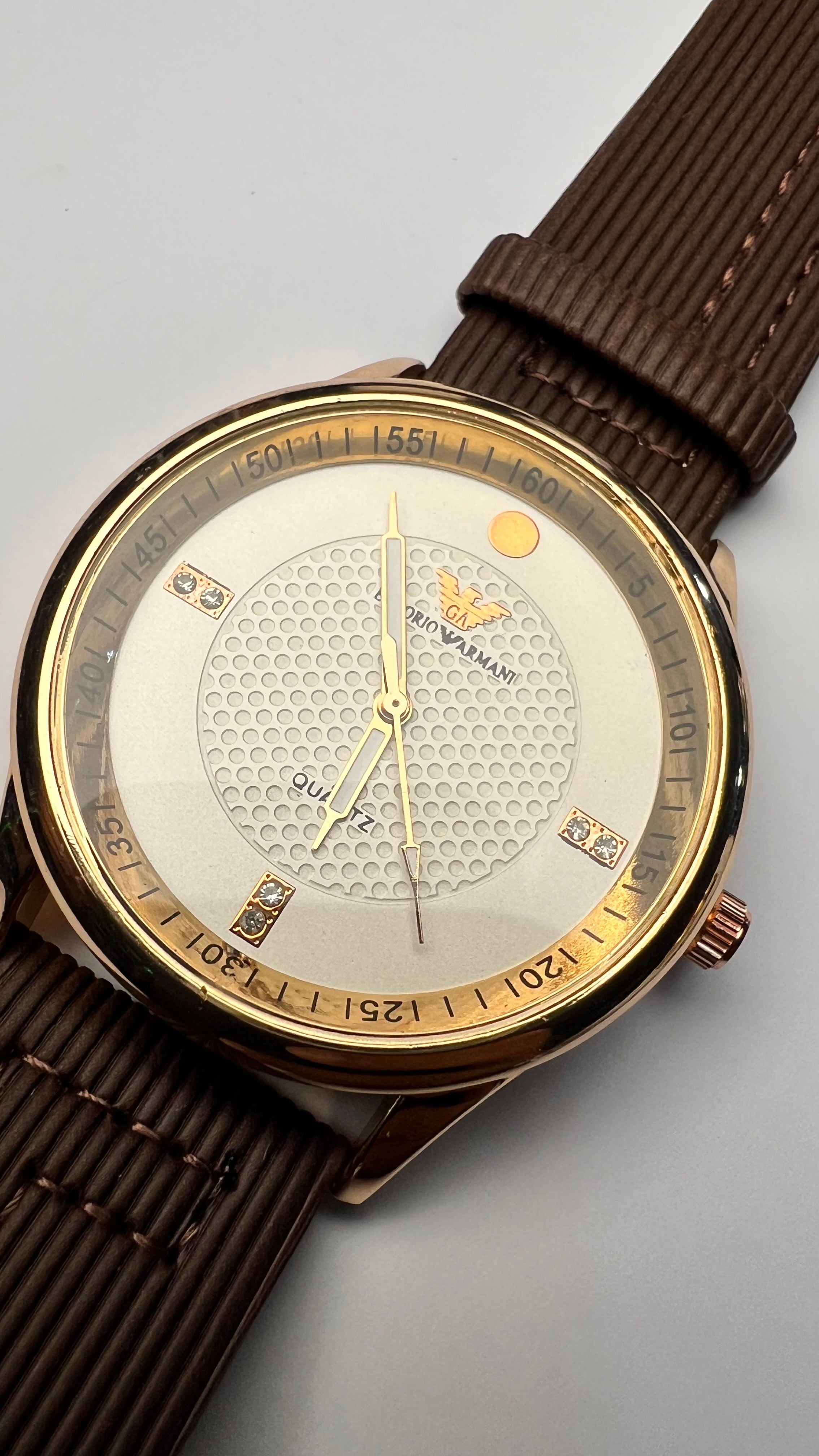 Men’s Casual Leather Watch – Brown Strap, Sleek Design, Everyday Style