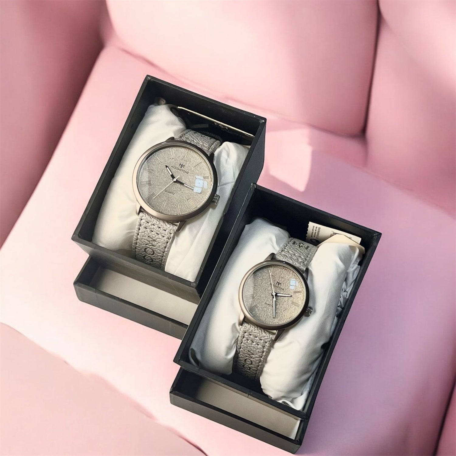 Moonstone Couple Watch Set – Timeless Elegance for Him &amp; Her