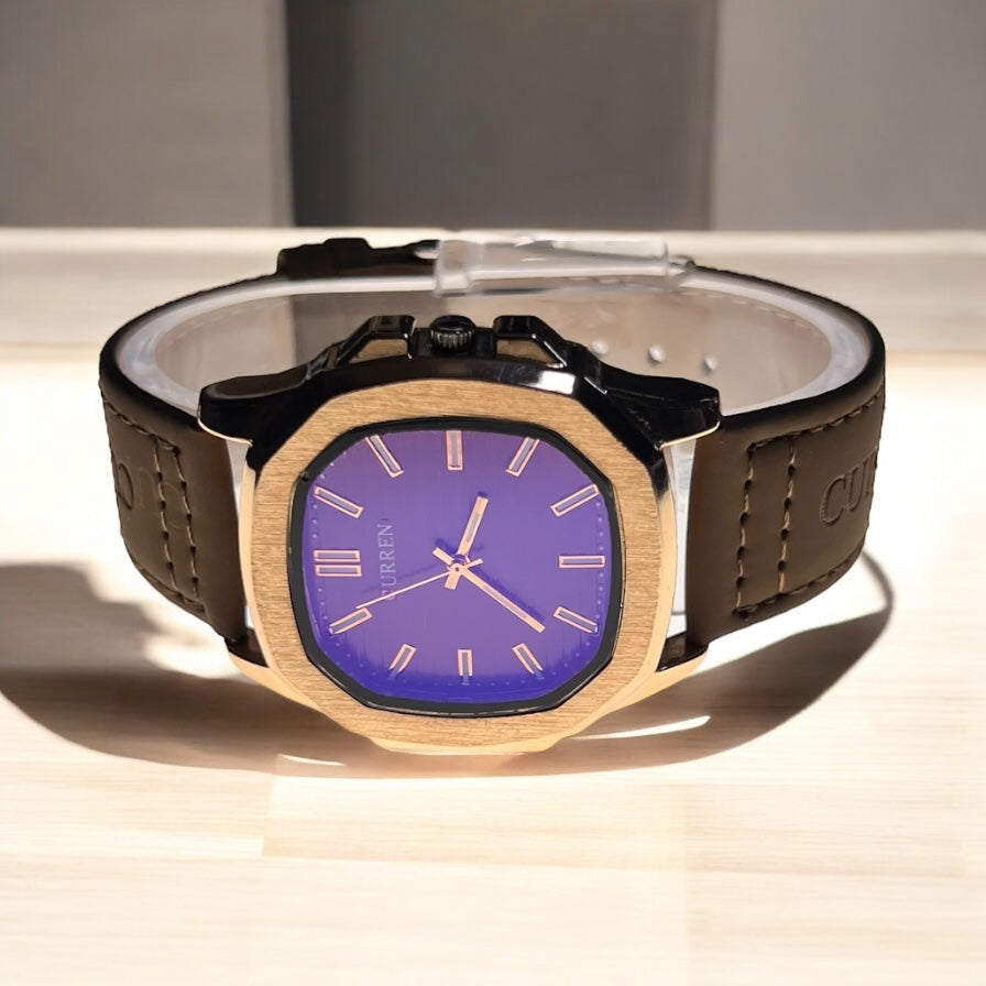 CURREN Men’s Classic Watch – Golden Case with Brown Leather Strap | Premium Look