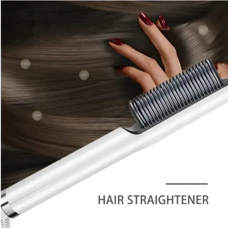 Hair Straightener Brush Curling Comb | 2 In 1 Hair Straightener Brush For Girls | Electric Hair Straightener Curler Heating Styling Comb | Fast Heating, Anti-Scald, Multifunctional Design | No Damage, Easy to Use